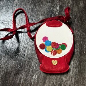 Charm It! Gumball Machine Crossbody Bag Kids OS Red Metallic Glitter Novelty